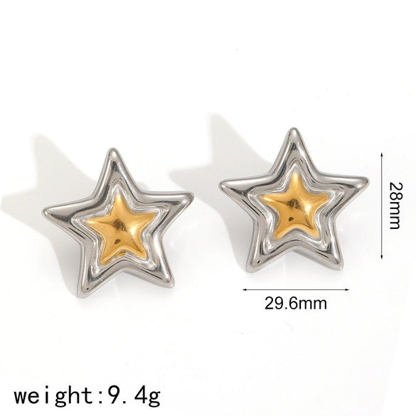 Wholesale Stainless Steel Electroplated Starshaped Women's Personality Niche Earrings