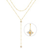 Wholesale Stainless Steel Electroplated Tassel Zircon Doublelayer Flower Necklace For Women