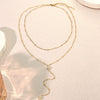 Wholesale Stainless Steel Electroplated Tassel Zircon Doublelayer Flower Necklace For Women