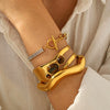 Wholesale Stainless Steel Electroplated Tiger Eye Zircon Cross Jewelry Bracelet And Earrings In Ins Geometric Style