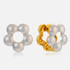 Wholesale Stainless Steel Electroplated Twotone Fivepetal Flower Colorblocking Earrings For Women In Ins Style