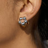 Wholesale Stainless Steel Electroplated Twotone Fivepetal Flower Colorblocking Earrings For Women In Ins Style
