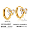 Wholesale Stainless Steel Electroplated Twotone Sweet Bow Colorblocking Earrings Simple Versatile