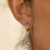 Wholesale Stainless Steel Electroplated Twotone Sweet Bow Colorblocking Earrings Simple Versatile