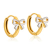 Wholesale Stainless Steel Electroplated Twotone Sweet Bow Colorblocking Earrings Simple Versatile
