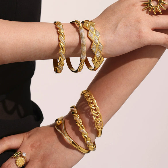 Wholesale 316L Stainless Steel Electroplating Fashion Zircon Bracelet