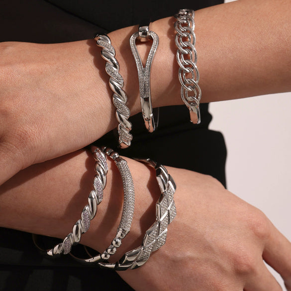 Wholesale 316L Stainless Steel Electroplating Fashion Zircon Bracelet
