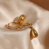 Wholesale Stainless Steel Elegant Water Drop Pendant Zircon Earrings With Electroplating Design