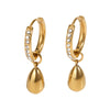Wholesale Stainless Steel Elegant Water Drop Pendant Zircon Earrings With Electroplating Design