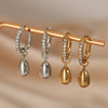 Wholesale Stainless Steel Elegant Water Drop Pendant Zircon Earrings With Electroplating Design