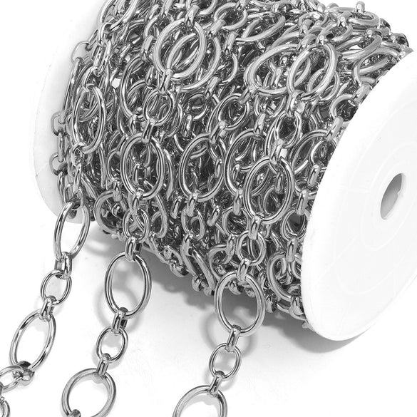 Wholesale Stainless Steel Ellipse Hip Hop Chain Necklace With Electroplating