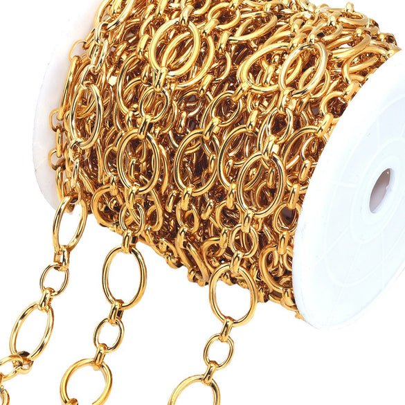 Wholesale Stainless Steel Ellipse Hip Hop Chain Necklace With Electroplating