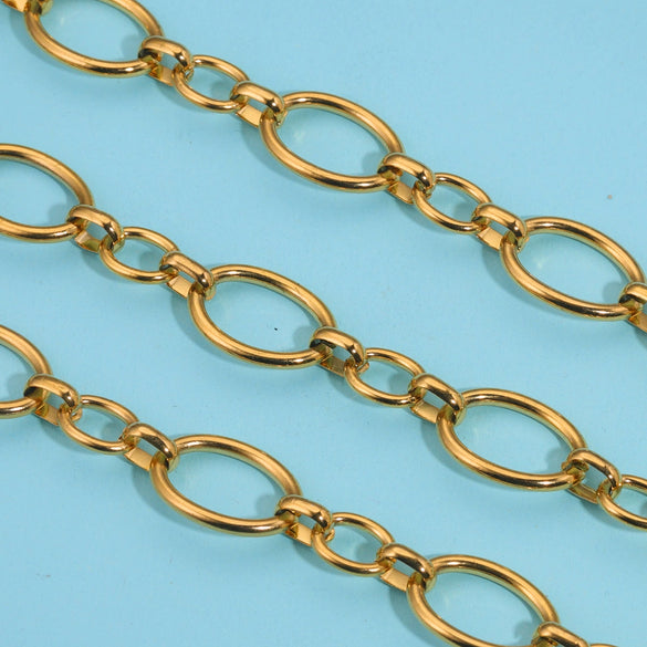 Wholesale Stainless Steel Ellipse Hip Hop Chain Necklace With Electroplating