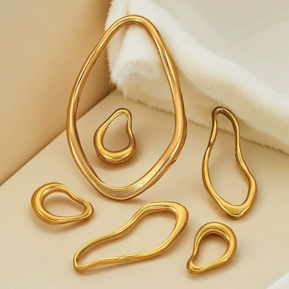 Wholesale Stainless Steel Exaggerated Geometric Oval Handmade Electroplated Earrings Pendant Accessories