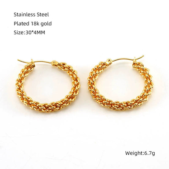 Wholesale 316L Stainless Steel Exaggerated Geometric Round Twist Earrings For Women