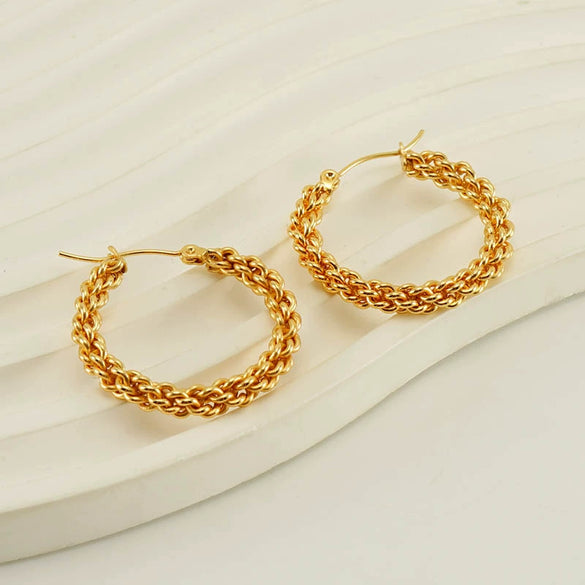 Wholesale 316L Stainless Steel Exaggerated Geometric Round Twist Earrings For Women
