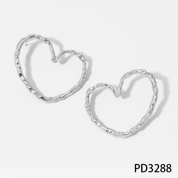 Wholesale Stainless Steel Exaggerated Heart Hollow Heart Shaped Earrings With Electroplating For Women