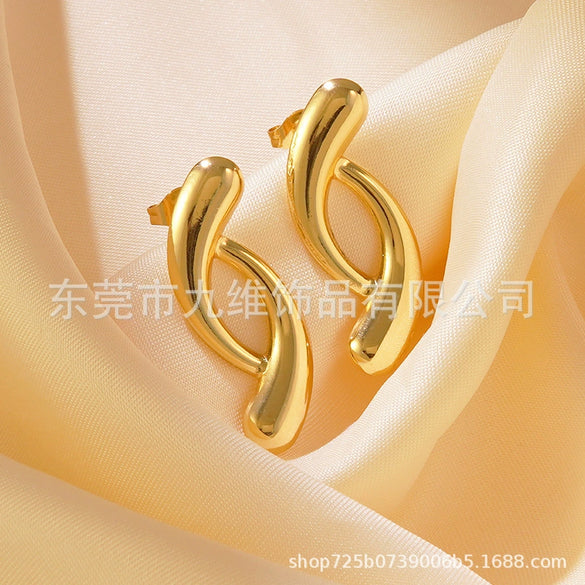Wholesale Stainless Steel Exaggerated Irregular Geometric Stamping Earrings For Women
