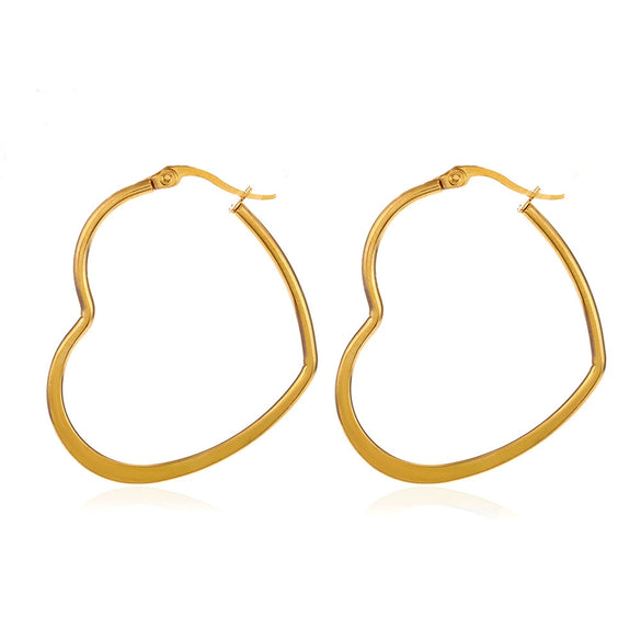 Wholesale Stainless Steel Exaggerated Love Oval Heart Shaped Electroplated Women's Hip Hop Simple Line Earrings