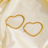 Wholesale Stainless Steel Exaggerated Love Oval Heart Shaped Electroplated Women's Hip Hop Simple Line Earrings