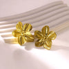 Wholesale Stainless Steel Exaggerated Retro Petal Flower And Leaves Earrings With Electroplating