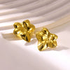 Wholesale Stainless Steel Exaggerated Retro Petal Flower And Leaves Earrings With Electroplating