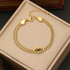 Wholesale Stainless Steel Eye Pendant Necklace With Cuban Chain Electroplated Jewelry Set