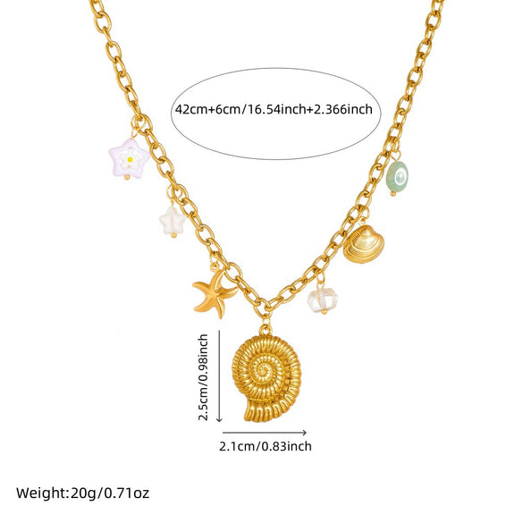 Wholesale Stainless Steel Fashion Animal Style Star Shape Gold Plated Sea Life Pendant Necklace