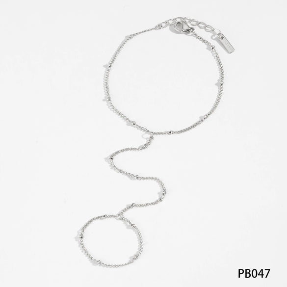 Wholesale Stainless Steel Fashion Ball Bead Hand Chain With Geometric Pattern Pvd Electroplated