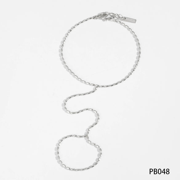 Wholesale Stainless Steel Fashion Ball Bead Hand Chain With Geometric Pattern Pvd Electroplated