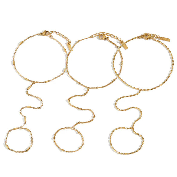 Wholesale Stainless Steel Fashion Ball Bead Hand Chain With Geometric Pattern Pvd Electroplated