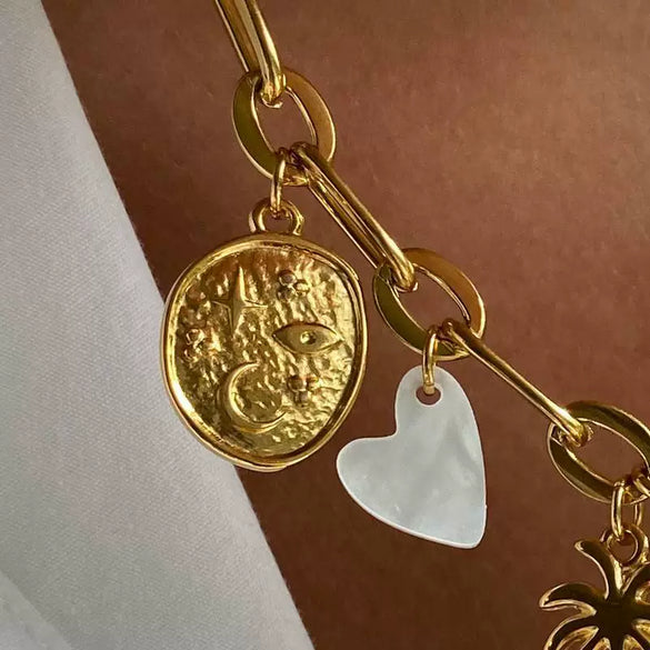 Wholesale Stainless Steel Fashion Boots Pendant With Heart Shape Electroplated In 18K Gold Color