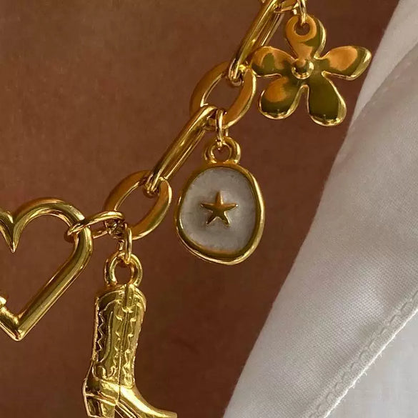 Wholesale Stainless Steel Fashion Boots Pendant With Heart Shape Electroplated In 18K Gold Color