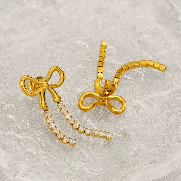 Wholesale Stainless Steel Fashion Bow Earrings Jewelry With Electroplating Treatment For Women