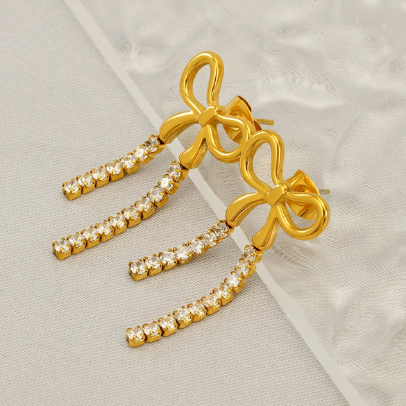 Wholesale Stainless Steel Fashion Bow Earrings Jewelry With Electroplating Treatment For Women