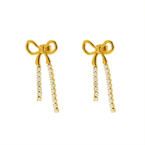 Wholesale Stainless Steel Fashion Bow Earrings Jewelry With Electroplating Treatment For Women