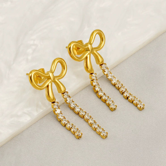 Wholesale Stainless Steel Fashion Bow Earrings Jewelry With Electroplating Treatment For Women