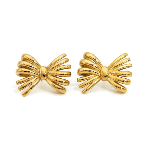 Wholesale Stainless Steel Fashion Creative Gold Plated Bow Earrings For Women