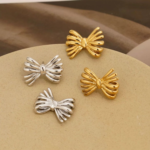 Wholesale Stainless Steel Fashion Creative Gold Plated Bow Earrings For Women