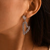 Wholesale 316L Stainless Steel Fashion Double Love Hollow Woven Earrings Necklace Pvd Gold Plated