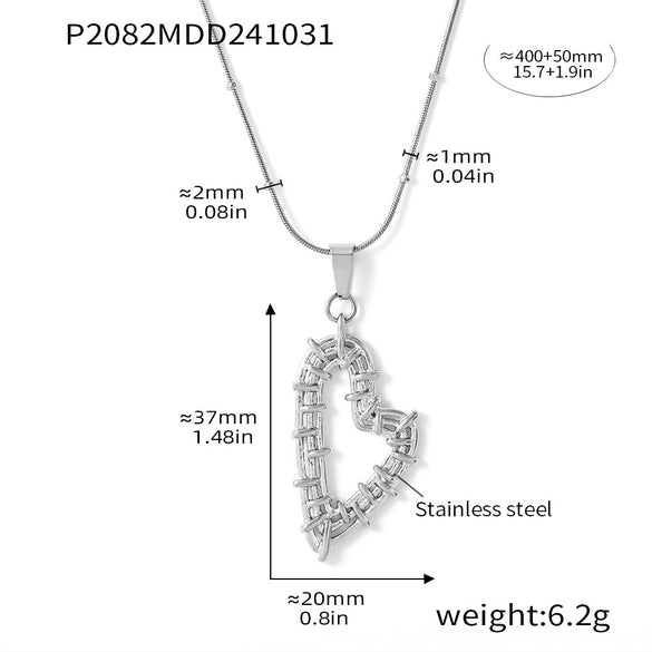 Wholesale 316L Stainless Steel Fashion Double Love Hollow Woven Earrings Necklace Pvd Gold Plated