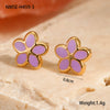 Wholesale Stainless Steel Fashion Earrings With Geometric Fruit And Heart Shapes And Oildropping Design