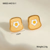 Wholesale Stainless Steel Fashion Earrings With Geometric Fruit And Heart Shapes And Oildropping Design