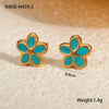 Wholesale Stainless Steel Fashion Earrings With Geometric Fruit And Heart Shapes And Oildropping Design