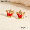 Wholesale Stainless Steel Fashion Earrings With Geometric Fruit And Heart Shapes And Oildropping Design