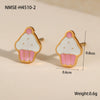Wholesale Stainless Steel Fashion Earrings With Geometric Fruit And Heart Shapes And Oildropping Design