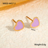 Wholesale Stainless Steel Fashion Earrings With Geometric Fruit And Heart Shapes And Oildropping Design