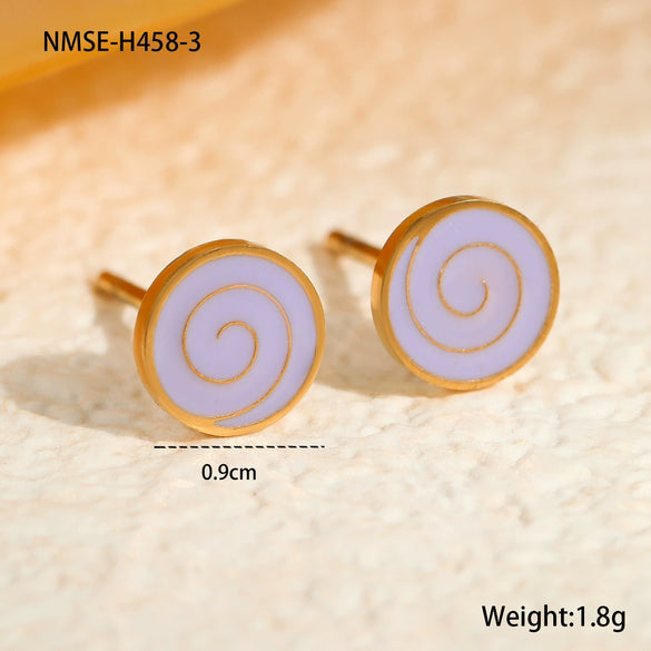 Wholesale Stainless Steel Fashion Earrings With Geometric Fruit And Heart Shapes And Oildropping Design