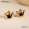 Wholesale Stainless Steel Fashion Earrings With Geometric Fruit And Heart Shapes And Oildropping Design