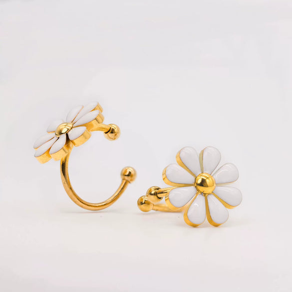 Wholesale Stainless Steel Fashion Flower Style Electroplated Women's Earrings